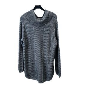 Eight Eight Eight Women's Tunic Sweater Gray Cowl Neck Long Sleeve Knit Size 2X